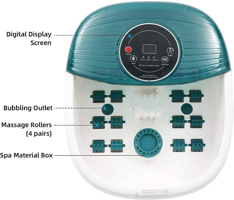 Photo 2 of Foot Spa/Bath Massager with Heat, Bubbles, and Vibration, Digital Temperature Control, 16 Masssage Rollers with Mini Detachable Massage Points, Soothe and Comfort Feet
