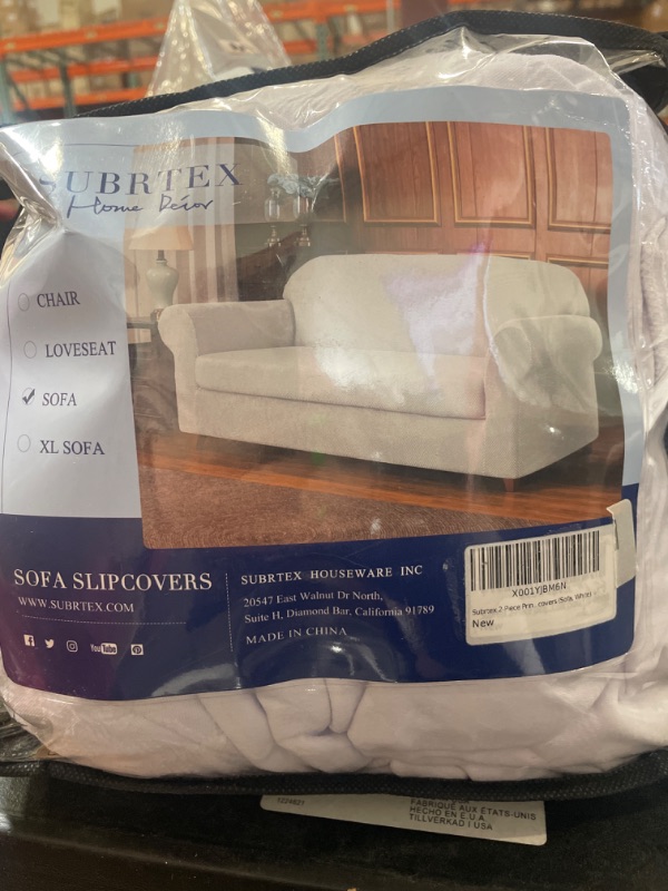 Photo 5 of subrtex Stretch Sofa Cover Set 1 Piece Sofa Slipvover with A Gift Cushion Cover for 3 Cushion Couch(Off-White,Sofa)
