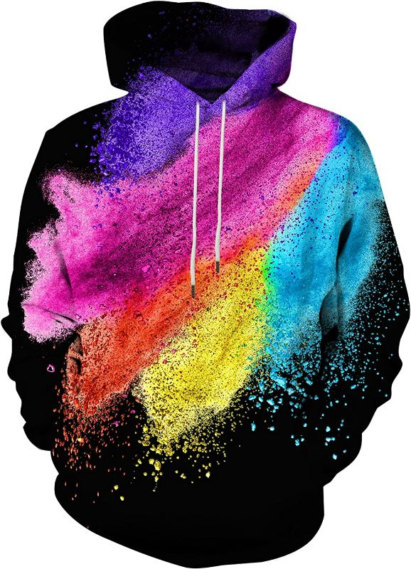 Photo 1 of size large Hgvoetty Unisex 3D Print Hoodies Graphic Space Pullover Hooded Sweatshirts for Men Women
