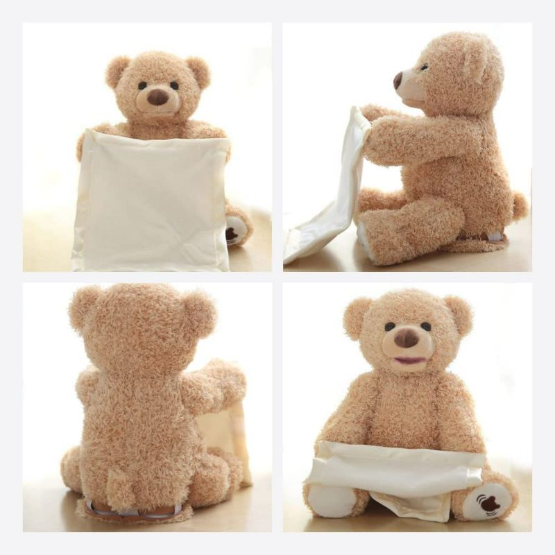Photo 3 of Peek-A-Boo Teddy Bear Animated Stuffed Animal Plush, 11.8" , Brown, Interactive Plush Baby Toy, Musical Teddy Bears Stuffed Animal Toys, Talking Teddy Bear with Blanket for Baby Birthday Gift
