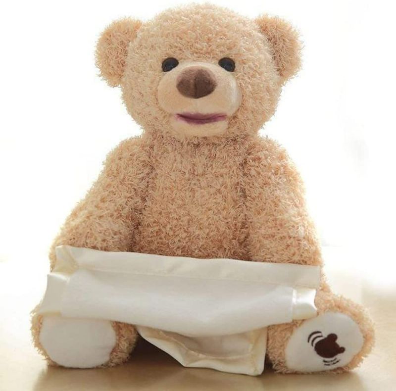 Photo 2 of Peek-A-Boo Teddy Bear Animated Stuffed Animal Plush, 11.8" , Brown, Interactive Plush Baby Toy, Musical Teddy Bears Stuffed Animal Toys, Talking Teddy Bear with Blanket for Baby Birthday Gift
