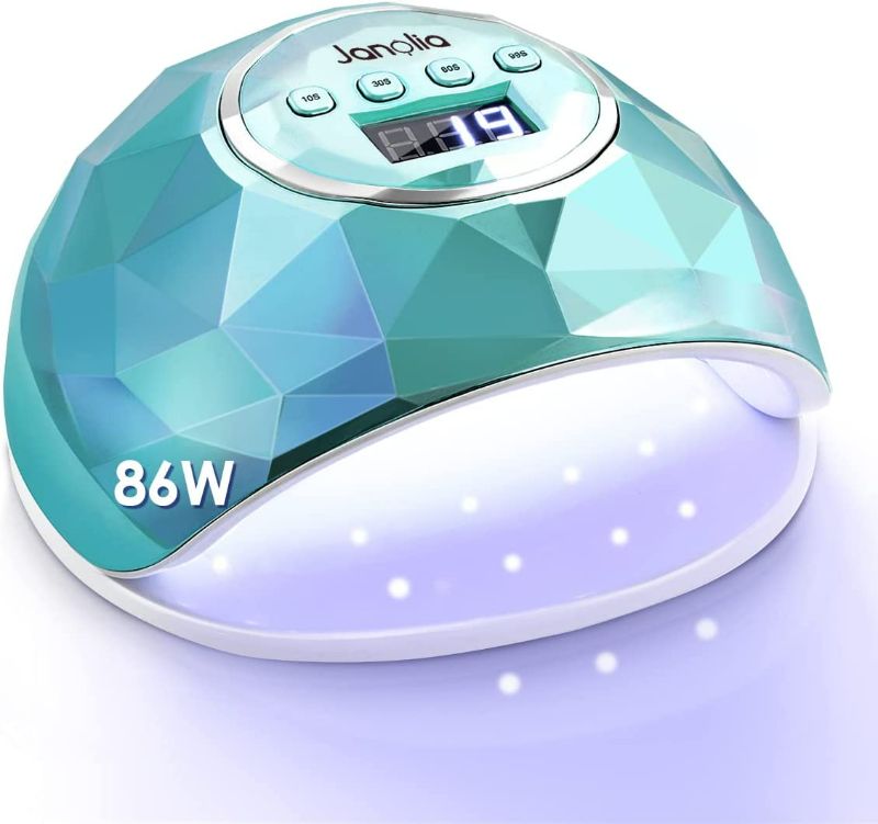 Photo 1 of purple Janolia UV Nail Lamp, 86W UV LED Nail Dryer with 4 Timer Setting, Professional UV LED Light for Gel Nail Polish, Automatic Sensor and Over-Temperature Protection (Plated Green)
