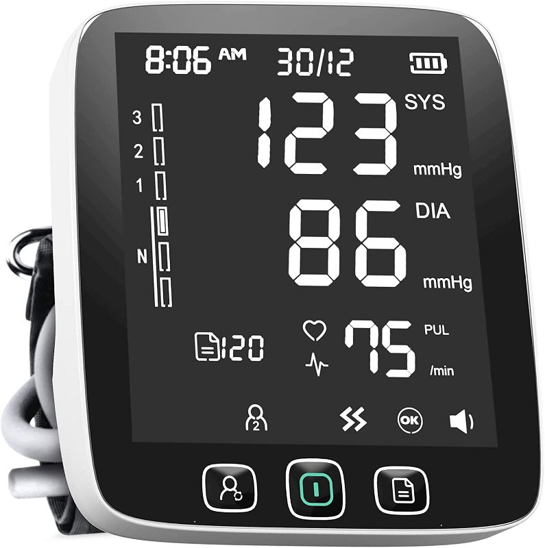 Photo 1 of LAZLE Blood Pressure Monitor - Automatic Upper Arm Machine & Accurate Adjustable Digital BP Cuff Kit - Largest Backlit Display - 200 Sets Memory, Includes Batteries, Carrying Case

