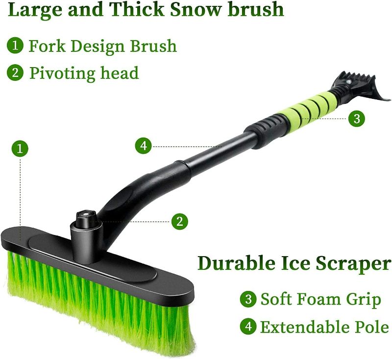Photo 3 of Ice Scraper for Car Windshield, SEAAES Extendable Snow Brush Remover with Foam Grip for Car Auto SUV Truck Windows
