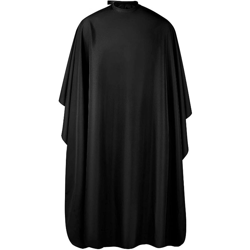 Photo 1 of Lilexo Large Barber Cape - Professional Hair Cutting Cape with Snap Closure, 66" x57” Unisex Adults Black Haircut Cape; Salon Cape for Men; Water Resistant Hair Stylist Gown; Hairdresser Styling Cape
