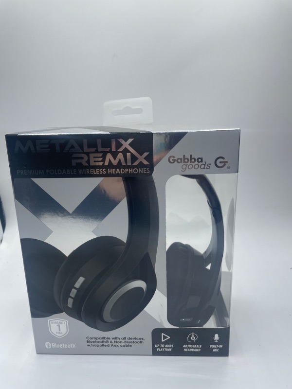Photo 2 of Gabba Goods Metallix Remix Wireless Bluetooth Over The Ear HiFi Stereo Over Ear Headphones with Microphone, Foldable Lightweight Bluetooth 5.0 Headphones for Travel/Cellphone/TV/PC (Black/Gun Metal)