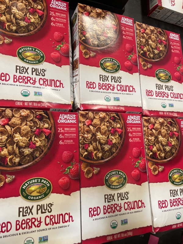 Photo 5 of Nature's Path Organic Flax Plus Red Berry Crunch Cereal, 10.6 Ounce (Pack of 6), Non-GMO, 25g Whole Grains, with Omega-3 Rich Flax Seeds
