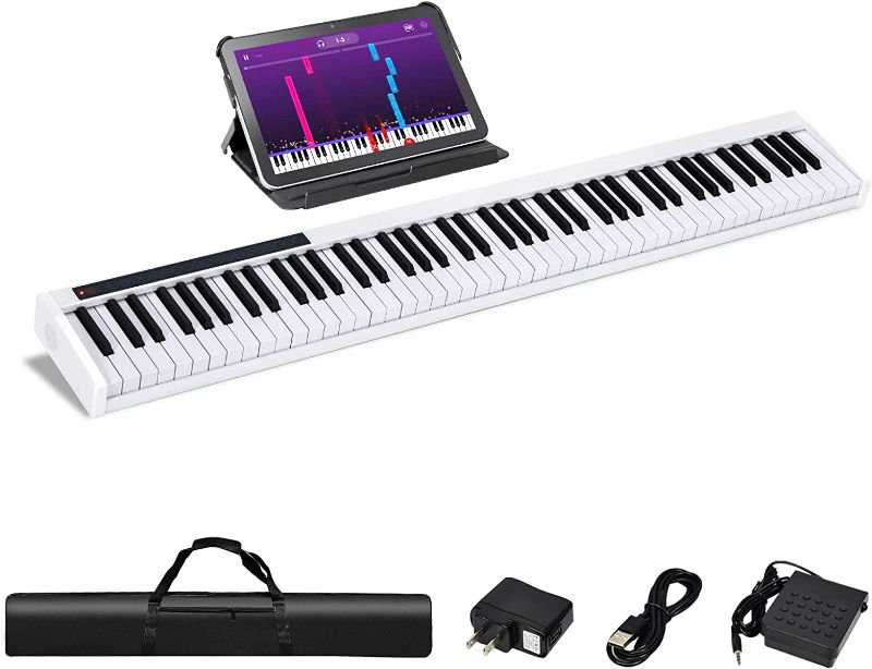 Photo 1 of Costzon 88-Key Portable Keyboard Piano, Electric Keyboard Digital Piano w/Full Size Semi Weighted Keys, USB/MIDI Keyboard, Sustain Pedal, Power Supply & Carrying Case for Beginners Adults Kids, White
