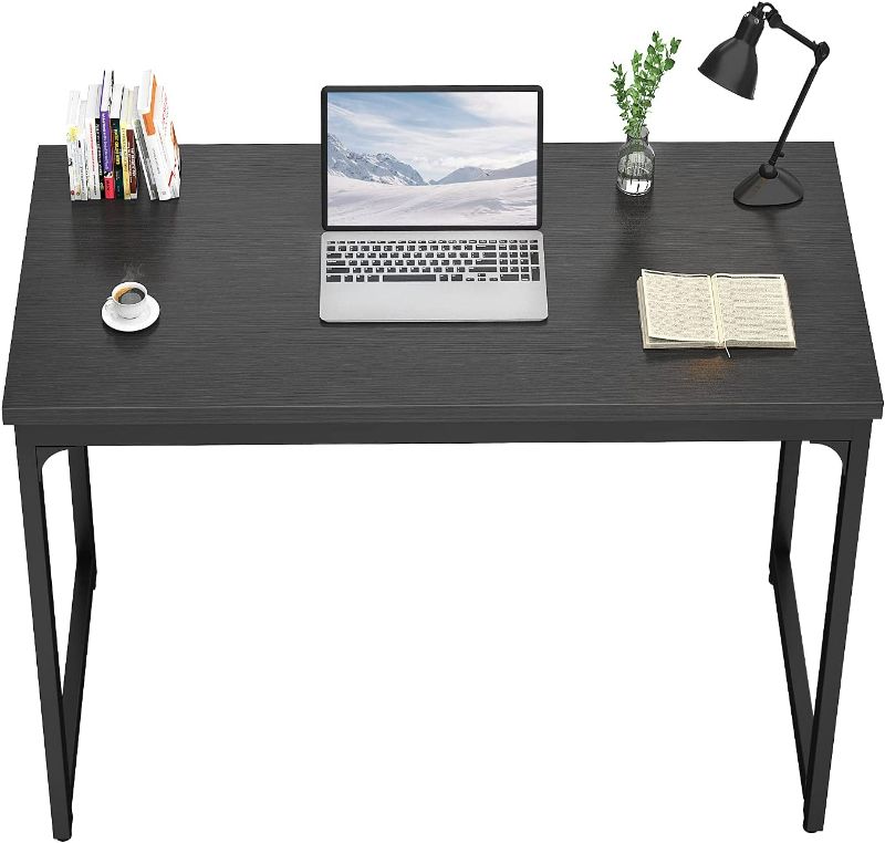 Photo 1 of Foxemart Writing Computer Desk Modern Sturdy Office Desk PC Laptop Notebook Study Table for Home Office Workstation, Black
