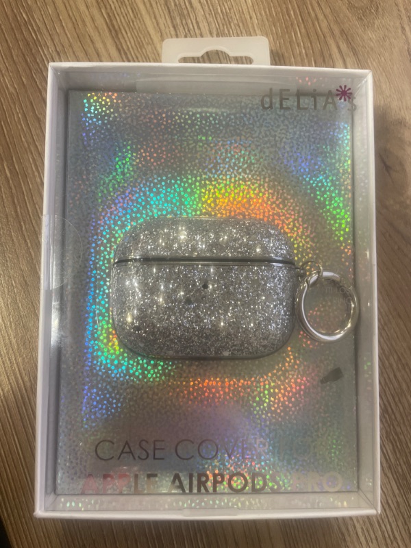 Photo 2 of GABBA GOODS Case For Apple Airpods Pro,Bling Diamonds Keychain Charing Hard Case Protective Cover,Silver
