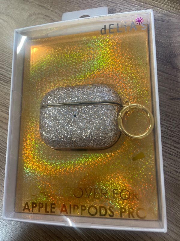 Photo 3 of GABBA GOODS  Airpods Pro GOLD Bling Glitter Diamond Keychain Sparkly Case Protective Cover
