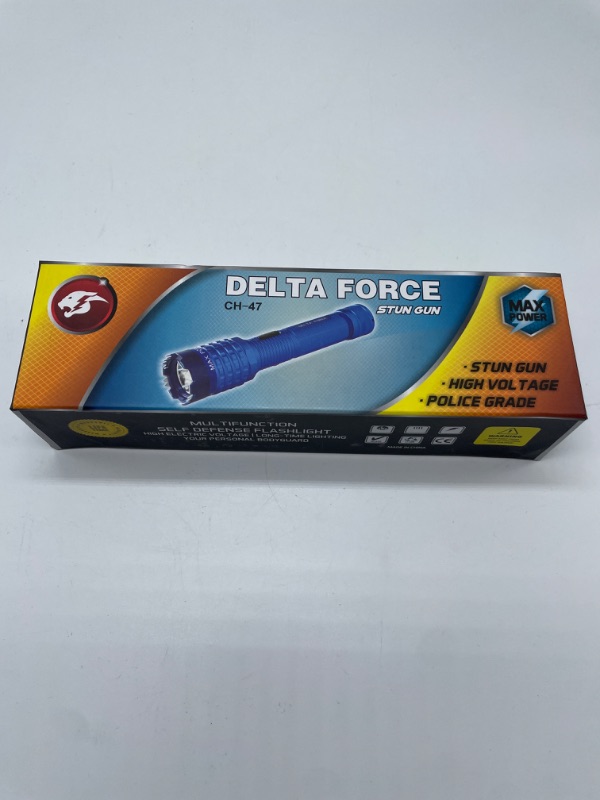 Photo 3 of  Delta Force Blue Metal Stun Gun 10 Million Volt Rechargeable LED Flashlight NEW