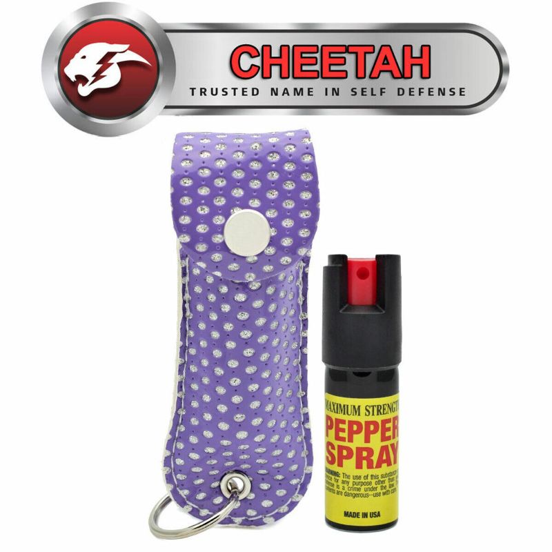 Photo 1 of CHEETAH Pepper Spray w/ Leather Holster PURPLE NEW