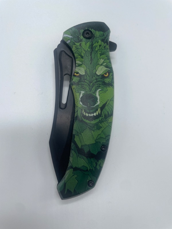 Photo 1 of GREEN WEREWOLF FOLDER POCKET KNIFE NEW 