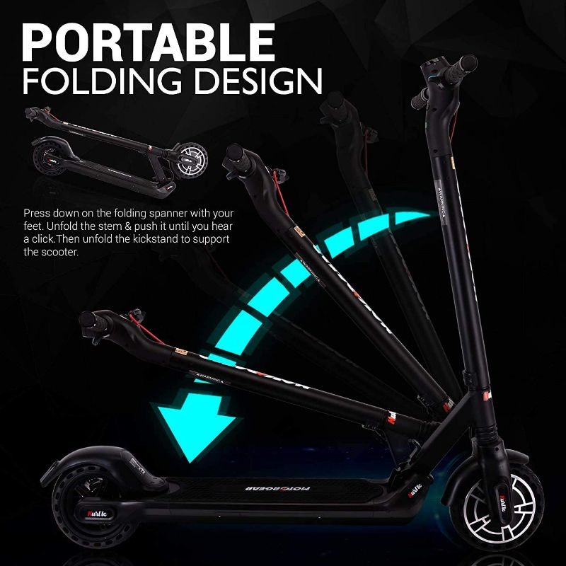 Photo 4 of Hurtle Folding Electric Scooter - 300W Brushless Motor Foldable Commuter Scooter w/ 8.5 Inch Pneumatic Tires, 3 Speed Up to 19MPH, 18 Miles, Disc Brake & ABS, for Adult & Kids - Hurtle HURES18-M5
