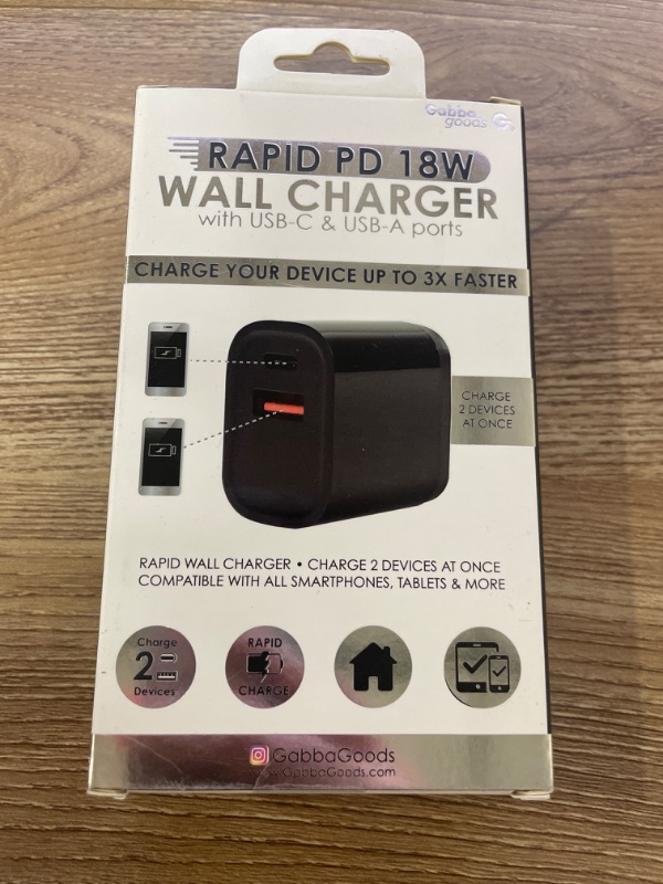 Photo 3 of RAPID PD POWER DELIVERY 18 WATT WALL CHARGER WITH USB-A AND USB-C
