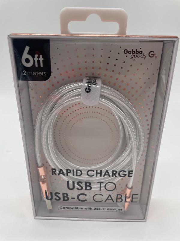 Photo 1 of 6 FT GABBA GOODS RAPID CHARGE LIGHTNING TO USB CABLE WHITE  NEW 