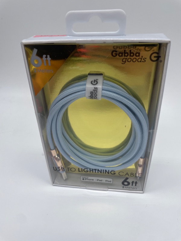 Photo 1 of 6 FT GABBA GOODS RAPID CHARGE LIGHTNING TO USB CABLE BLUE NEW 