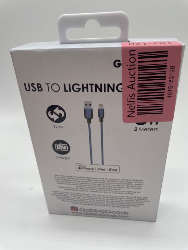 Photo 2 of 6 FT GABBA GOODS RAPID CHARGE LIGHTNING TO USB CABLE BLUE NEW 