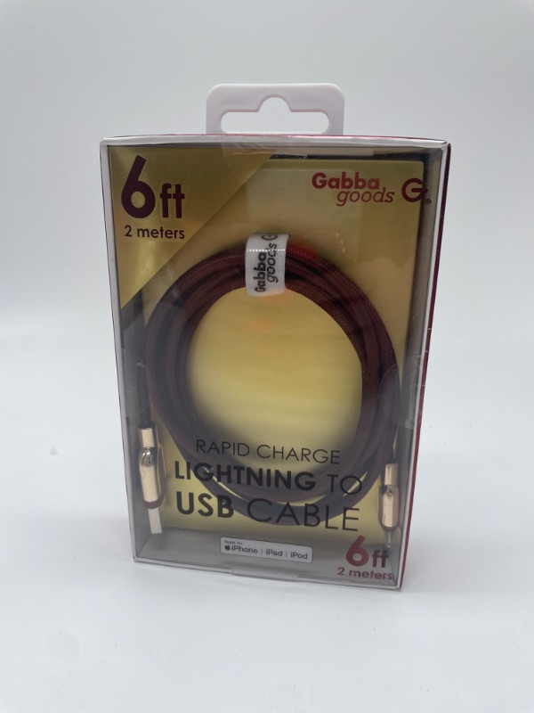 Photo 1 of 6 FT GABBA GOODS RAPID CHARGE LIGHTNING TO USB CABLE BROWN WITH GOLD NEW 