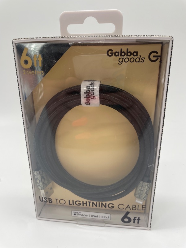 Photo 1 of 6 FT GABBA GOODS RAPID CHARGE LIGHTNING TO USB CABLE BLACK WITH SNAKESKIN ENDS NEW 