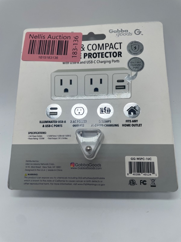 Photo 2 of GABBA GOODS SLIM & COMPACT SURGE PROTECTOR WITH USB-A & USB-C CHARGING PORTS