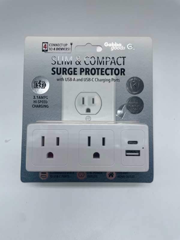 Photo 1 of GABBA GOODS SLIM & COMPACT SURGE PROTECTOR WITH USB-A & USB-C CHARGING PORTS
