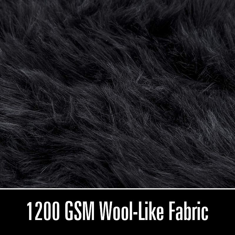 Photo 2 of LOCHAS Soft Fluffy Faux Fur Rugs for Bedroom Bedside Rug 2x3, Washable Furry Area Rug Carpet for Living Room Dorm Floor, Durable Faux Throw Carpets, Black
