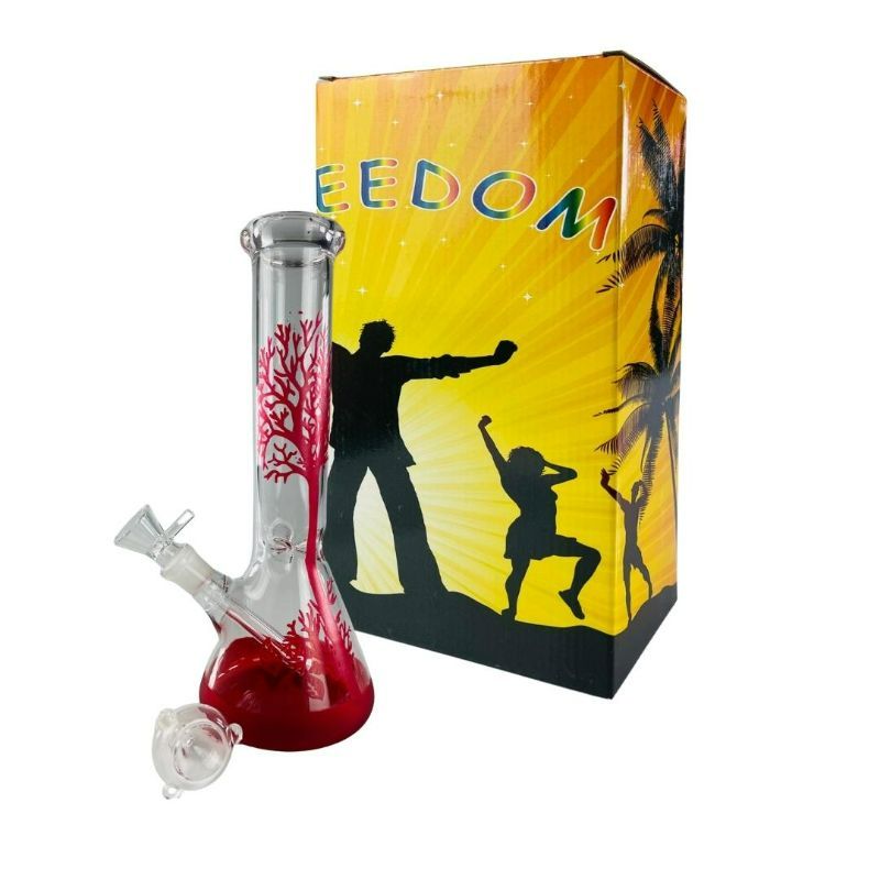 Photo 1 of FREEDOM HANDMADE RED TREE WATER PIPE RED BASE ICE CATCHER INCLUDES ONE STEM AND TWO BOWLS NEW IN BOX 