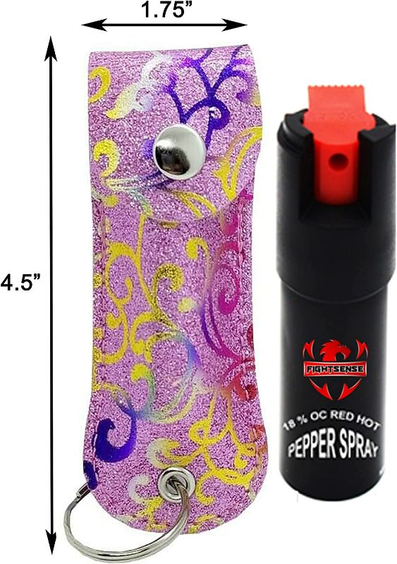 Photo 2 of CHEETAH Self Defense Pepper Spray - 1/2 oz Compact Size Maximum Strength Police Grade Formula Best Self Defense Tool for Women W/Leather Pouch Keychain