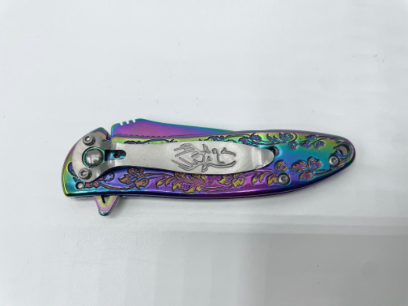 Photo 3 of 4 INCH DEER OIL SLICK TITANIUM POCKET KNIFE WITH CLIP NEW 