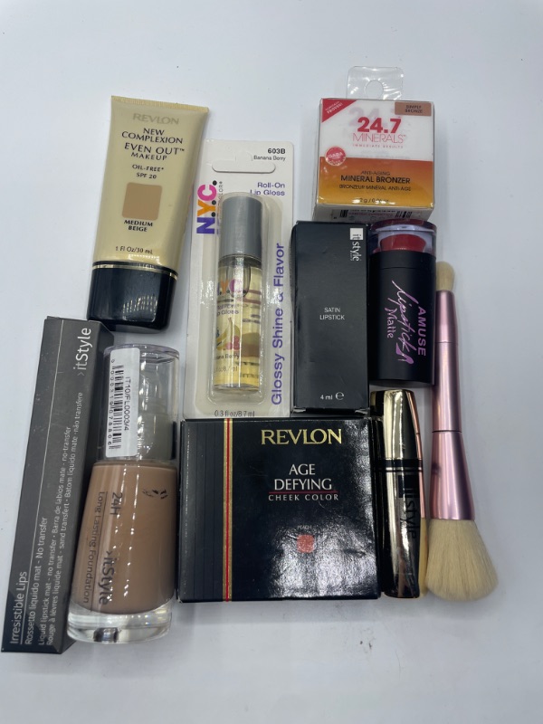 Photo 2 of Miscellaneous variety brand name cosmetics including (Maybelline, Amuse, Revlon, It style, NYC, 24.7 minerals & discontinued makeup products)