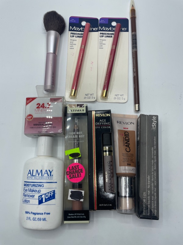 Photo 1 of Miscellaneous variety brand name cosmetics including (Maybelline, Revlon, It style, Almay ultima 2, 24.7 minerals & discontinued makeup products)