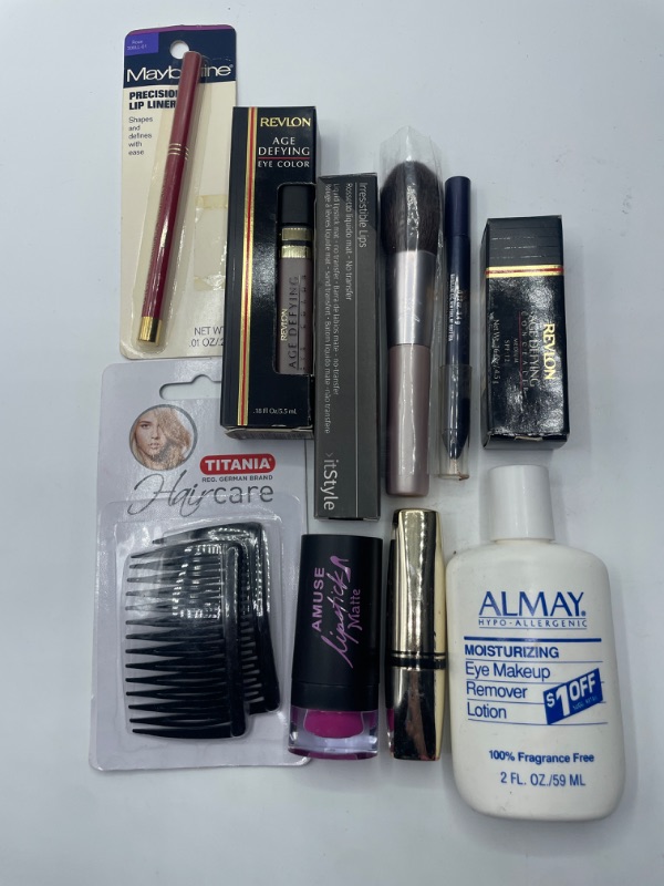 Photo 1 of Miscellaneous variety brand name cosmetics including (Maybelline, Amuse,Titania,it style& discontinued makeup products)