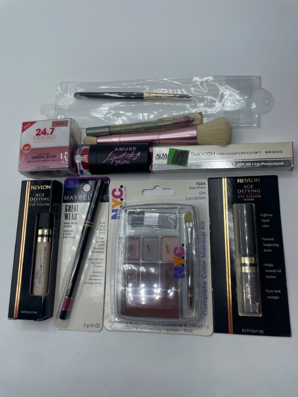 Photo 1 of Miscellaneous variety brand name cosmetics including (Maybelline, Revlon, Amuse, Almay ,NYC, 24.7 minerals & discontinued makeup products)