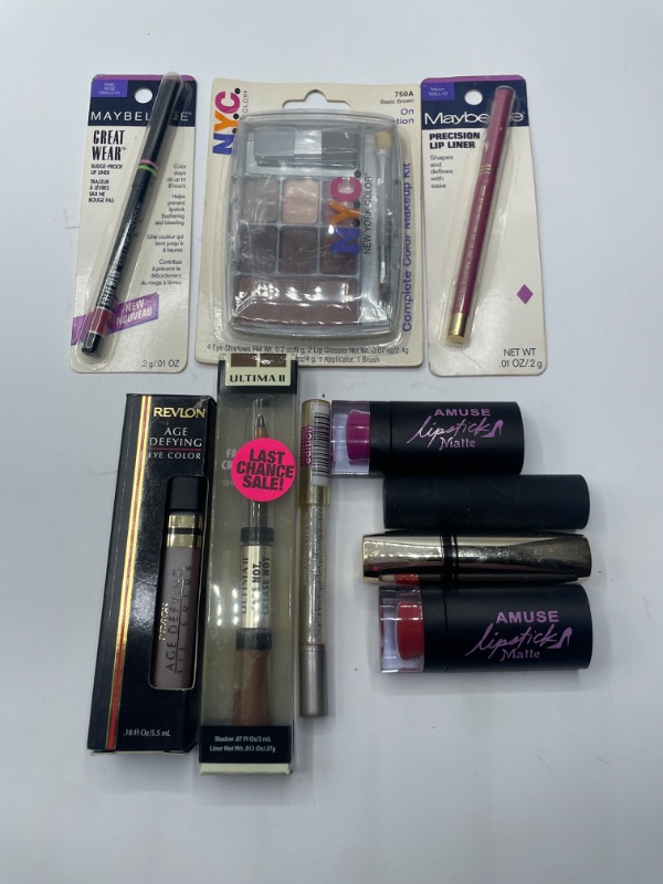 Photo 1 of Miscellaneous variety brand name cosmetics including (amuse, Revlon, Maybelline, NYC,& discontinued makeup products)