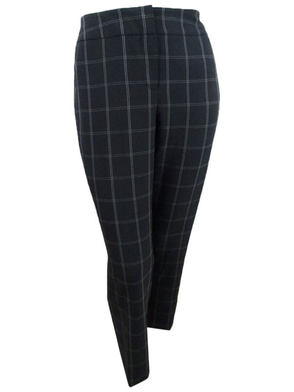 Photo 1 of Kasper Women's Plus Size Windowpane-Plaid Pants (16W, Black/Vanilla Ice)
