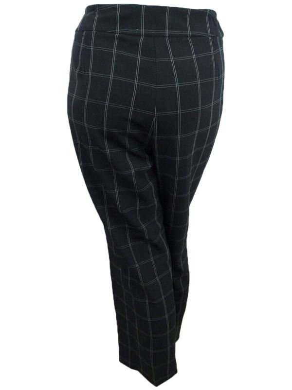 Photo 2 of Kasper Women's Plus Size Windowpane-Plaid Pants (16W, Black/Vanilla Ice)
