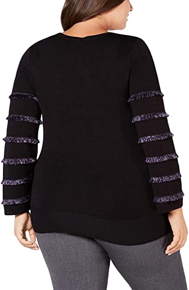 Photo 2 of Gilded Plum Alfani Womens Metallic Fringe Pullover Sweater size 3XL

