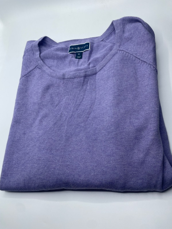 Photo 3 of Karen Scott Women's Curved Hem Pullover Solid Tunic Sweater Purple Bliss size 1XL
