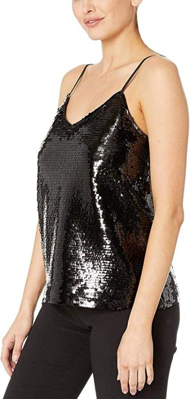Photo 2 of Vince Camuto Womens Fish Scale Sequin Cami Rich Black SM
