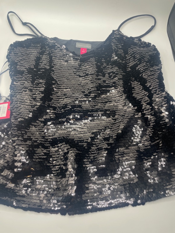 Photo 4 of Vince Camuto Womens Fish Scale Sequin Cami Rich Black SM