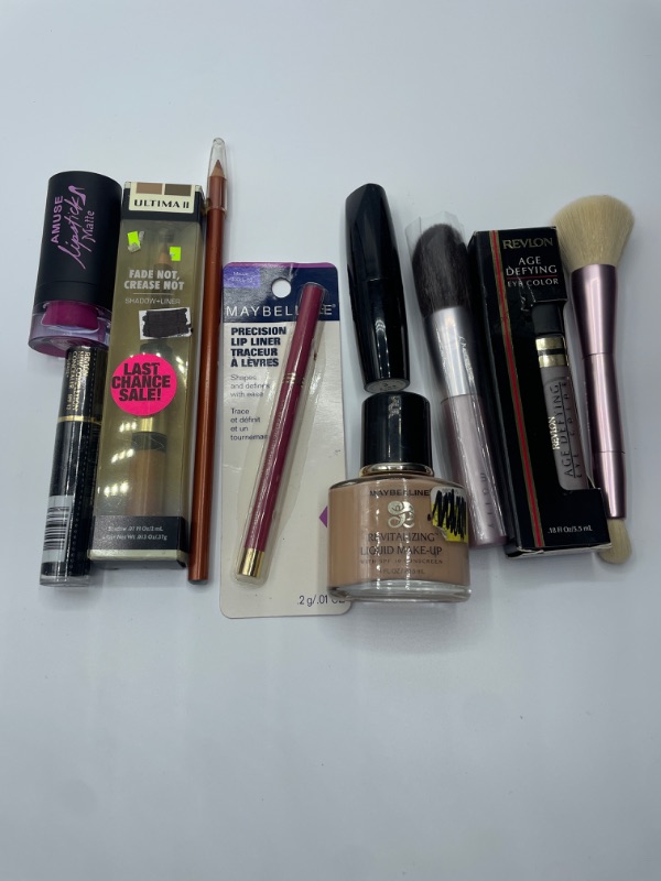 Photo 1 of Miscellaneous variety brand name cosmetics including (Maybelline, Revlon, Amuse, ULTIMA 2 & discontinued makeup products)