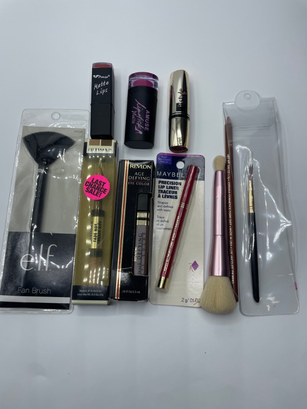 Photo 1 of Miscellaneous variety brand name cosmetics including (Maybelline, Revlon, It style, E.LF., Amuse& discontinued makeup products)