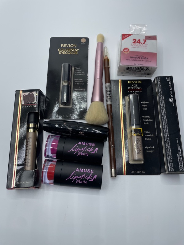 Photo 1 of Miscellaneous variety brand name cosmetics including (Revlon, It style, Amuse, 24.7 minerals & discontinued makeup products)