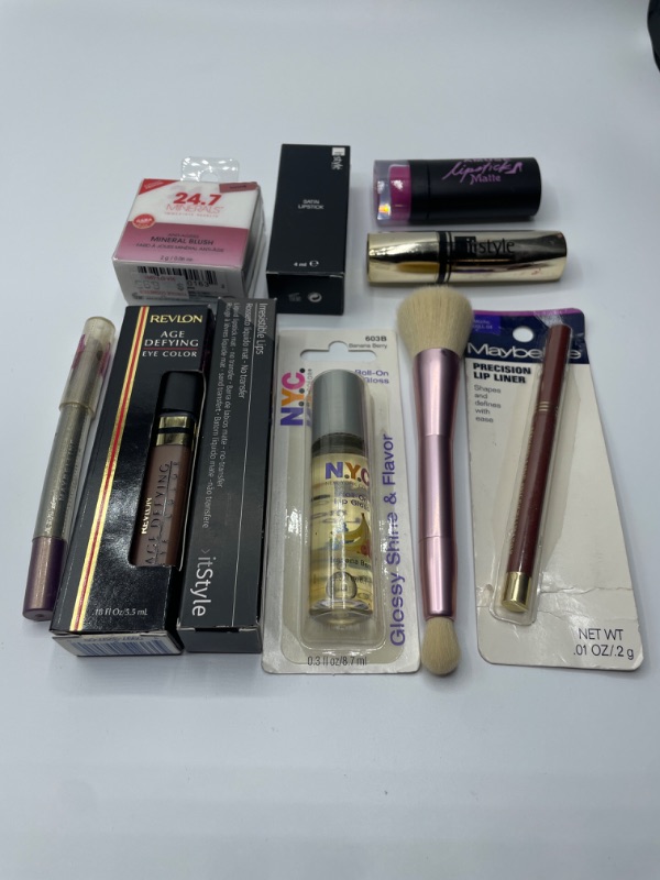 Photo 2 of Miscellaneous variety brand name cosmetics including (Maybelline, Revlon, It style, NYC, 24.7 minerals & discontinued makeup products)