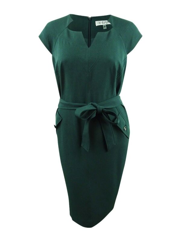 Photo 1 of Kasper Women's Cap-Sleeve Stretch-Crepe Belted Dress
FIR GREEN SIZE 14WA