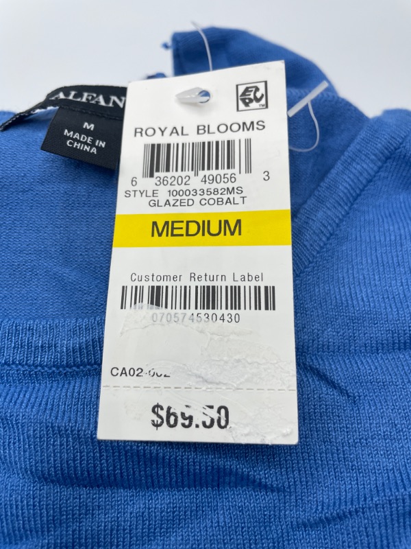 Photo 1 of Alfani Womens Striped Bell Sleeve Pullover Sweater Medium Glazed Cobalt