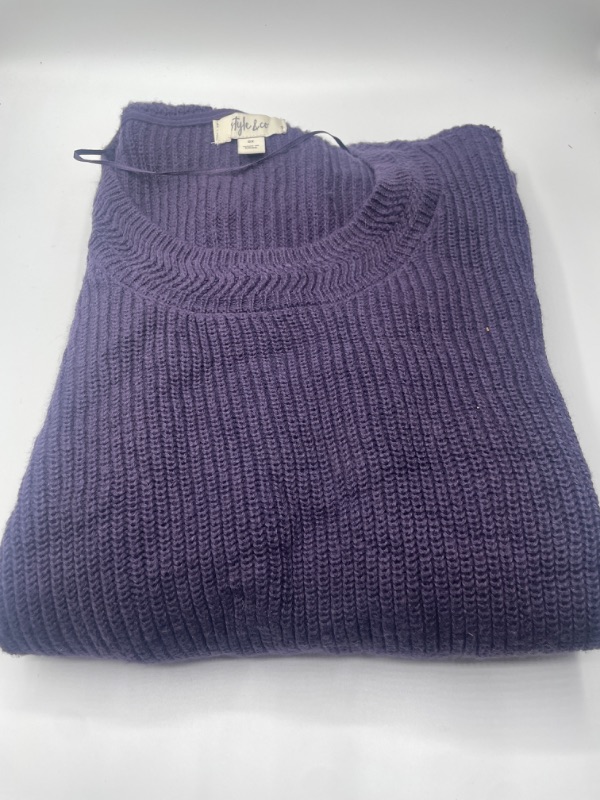 Photo 2 of Style & Co. Womens Ribbed Pullover Sweater, Purple, 0X