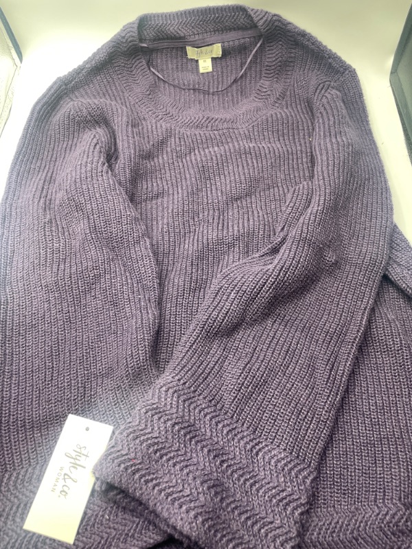 Photo 3 of Style & Co. Womens Ribbed Pullover Sweater, Purple, 0X